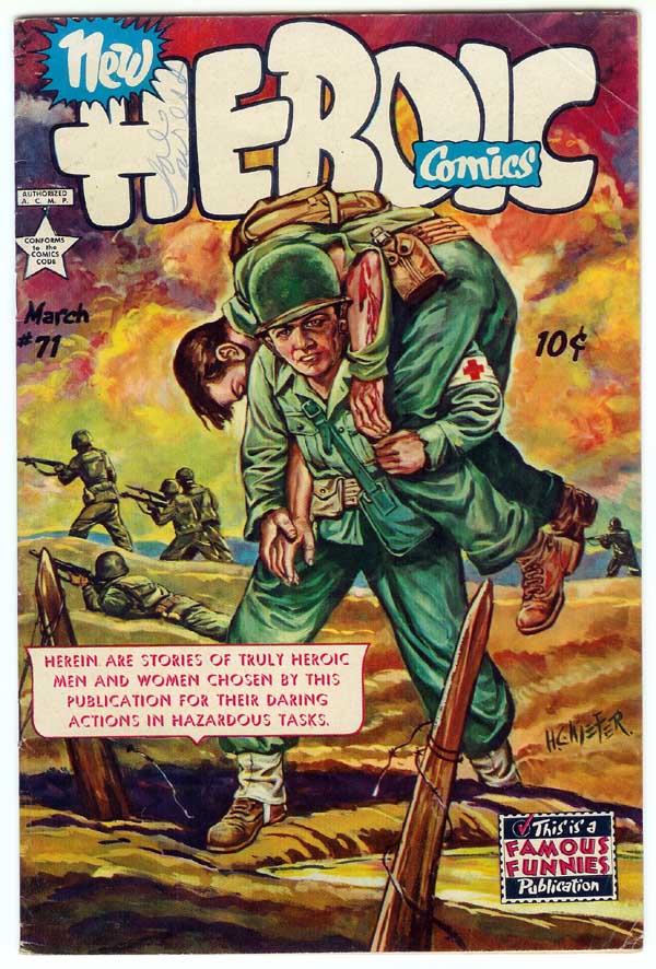 Battleground Hero by [Berrick] 3 pgs. Little-Man Sized Hero by ? 2 pgs. Sewer Rescue by Sid Couchey 3 pgs. Jimmy Flynn Jumps In! by [J.A.B.] 2 pgs