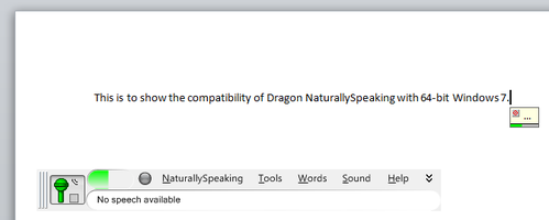 A sample dictation in Microsoft Word 2010.